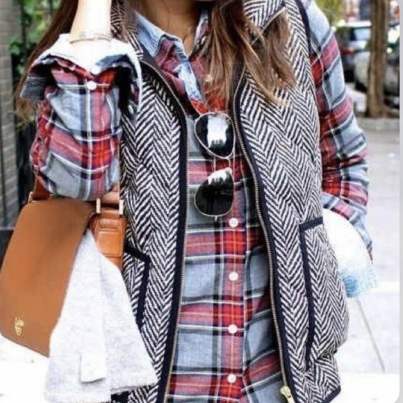 J. Crew Factory Jackets & Blazers - JCREW Printed Herringbone Quilted Puffer Vest XS/S